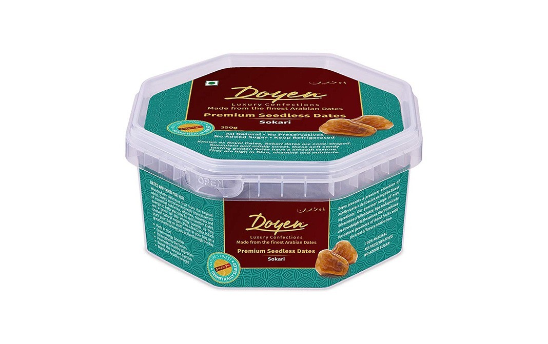 Doyen Premium Seedless Dates Sokari   Plastic Container  350 grams